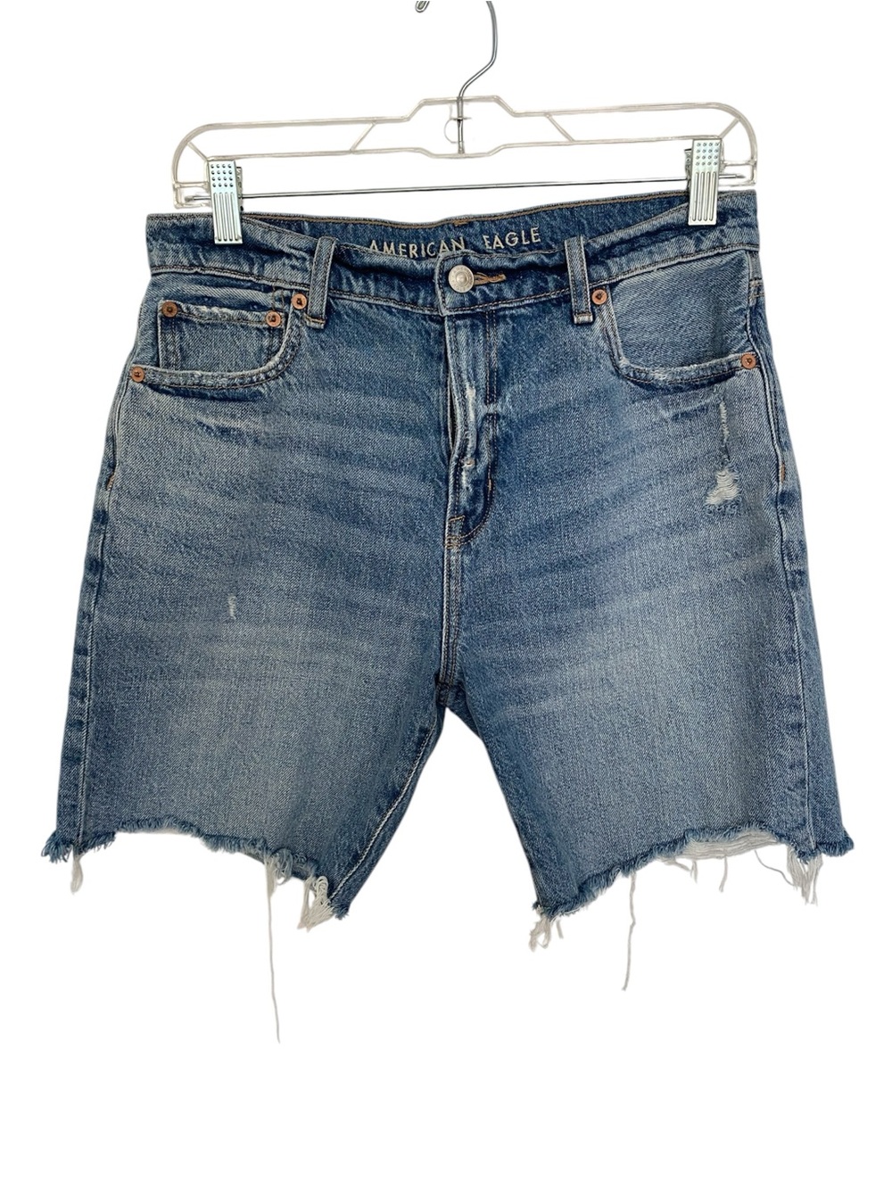 American Eagle Skater Denim Shorts Women’s Size 2 No Stretch Bermuda Raw Hem